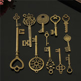 12 peças de acessórios de chave antigos para jóias pingentes/encantos antigos